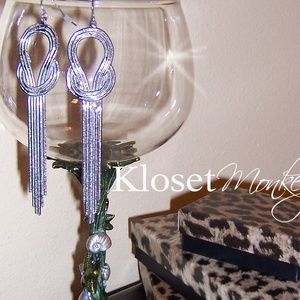 NWOT Silver Snake Knot Fringe Evening Earrings